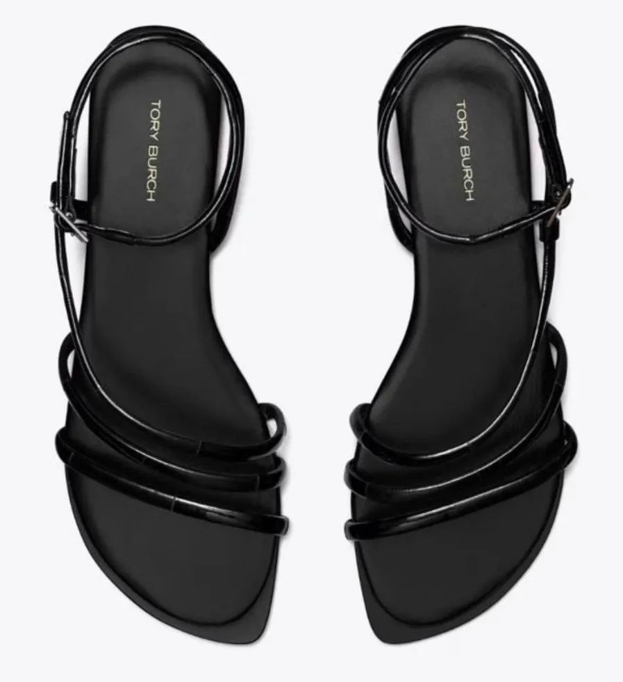 TORY BURCH Split Mignon Multi strap Sandals Size 8.5 In Black