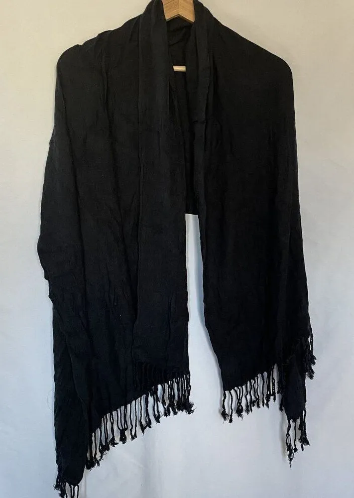 Soft black scarf woven frill detail comfortable winter style scarf long