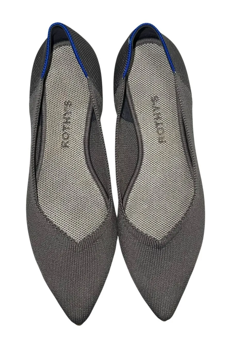 Rothy's The Point Shoes Womens Size 9 Gray Knit Pointed Toe Flats Casual Ballet