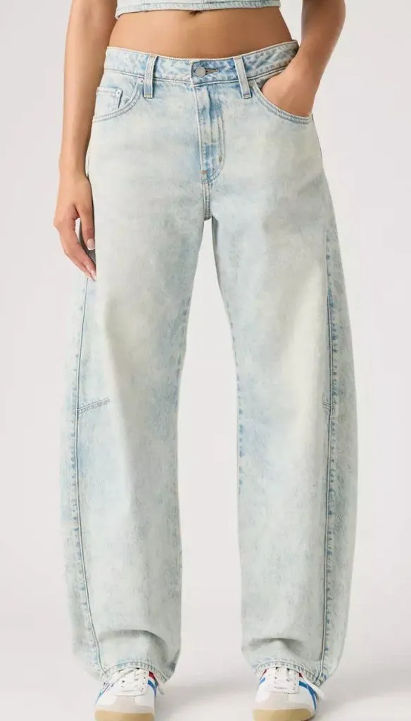 New Levi's Premium 26x32 Baggy Dad Barrel Women's Jeans Cielito Lindo Acid Light