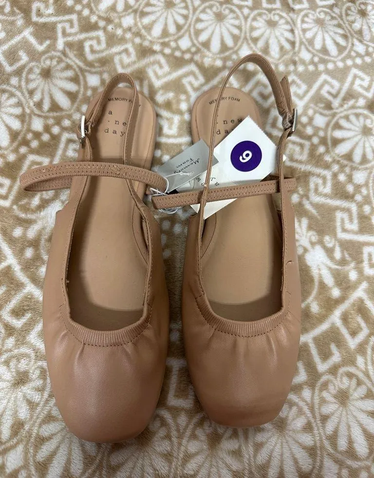 a new day Tan Slingback Ballet Flats