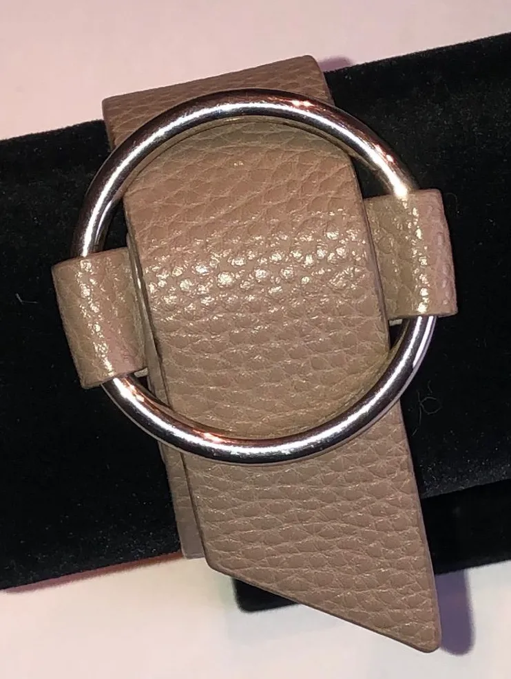 Taupe Faux Leather Circle Buckle Boho Bracelet Brown