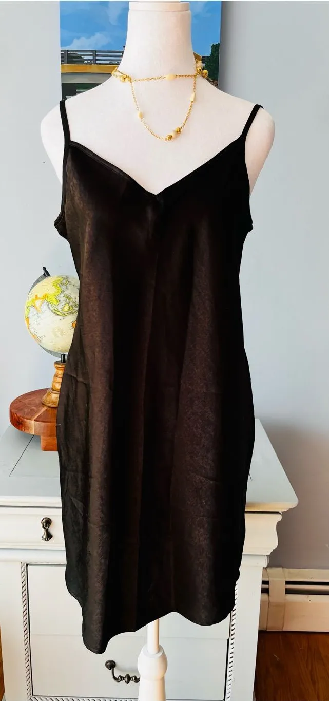 Gilly Hicks Black Slip Dress Size Medium V Neck Minimalist Y2K Festival