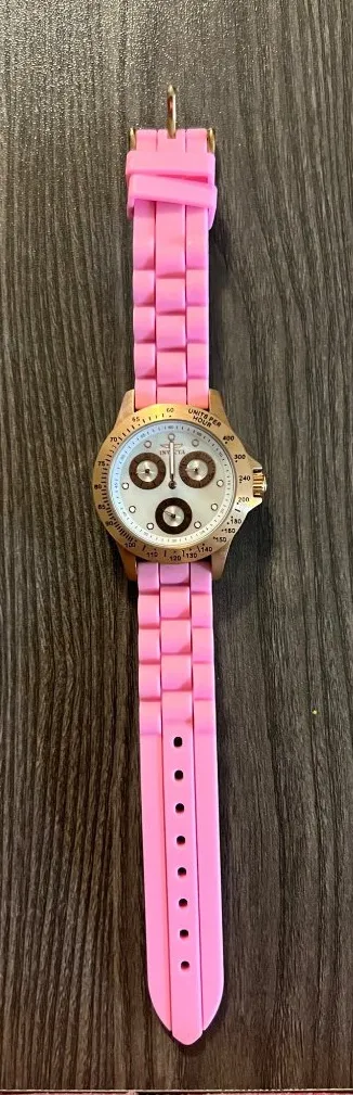 Invicta Womens Pink Silicone Strap Chronograph Watch With Gold-Tone Stainless