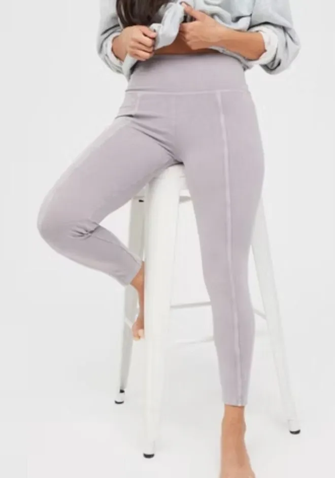 OFFLINE by Aerie Leggings Womens M Purple OG 7/8 High Rise Seamed Mineral Wash Size M
