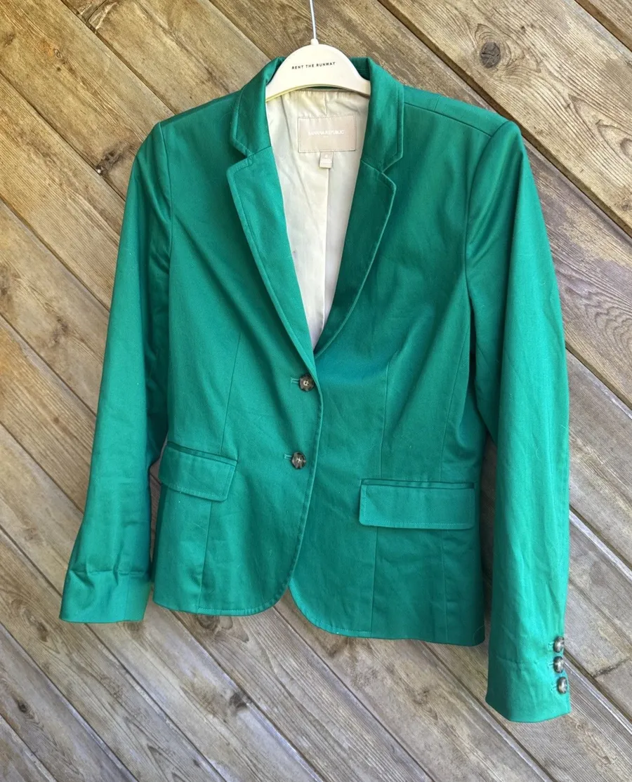Banana Republic Kelly Green Blazer Jacket Cotton Women’s Sz 8