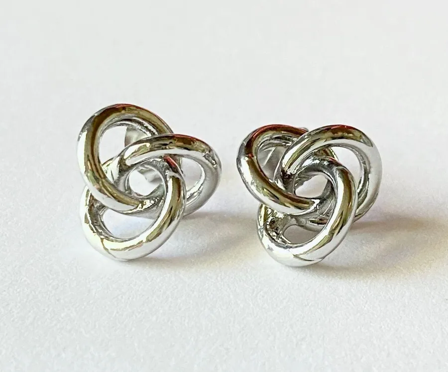 Simple Earrings Studs Silver Tone Knots