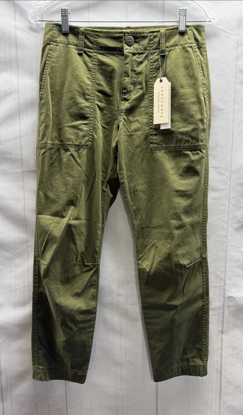 Sanctuary Standard Surplus NWT Olive Green Utility Crop Ankle Pants Size 24