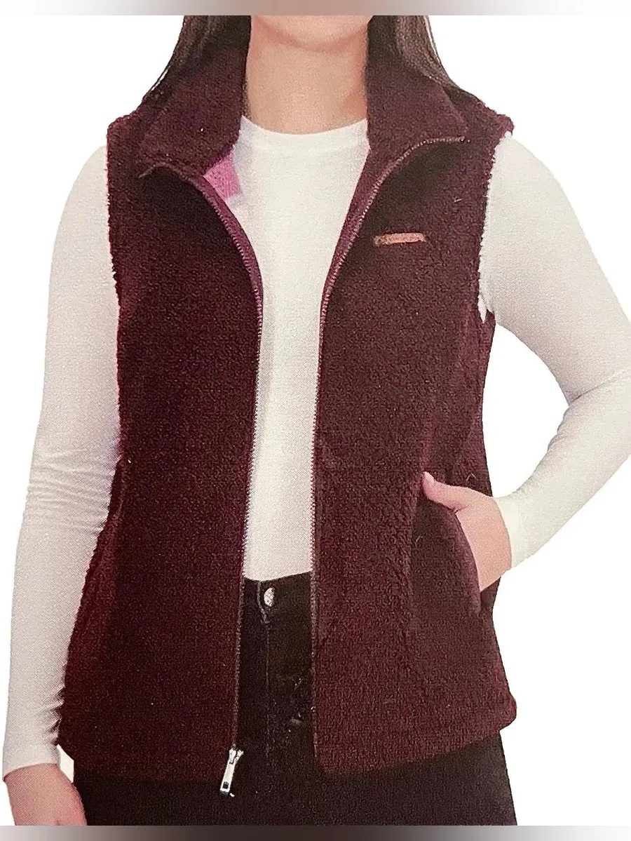 Sage Collective Women's Size XXL Burgundy Sherpa Fleece Vest Red