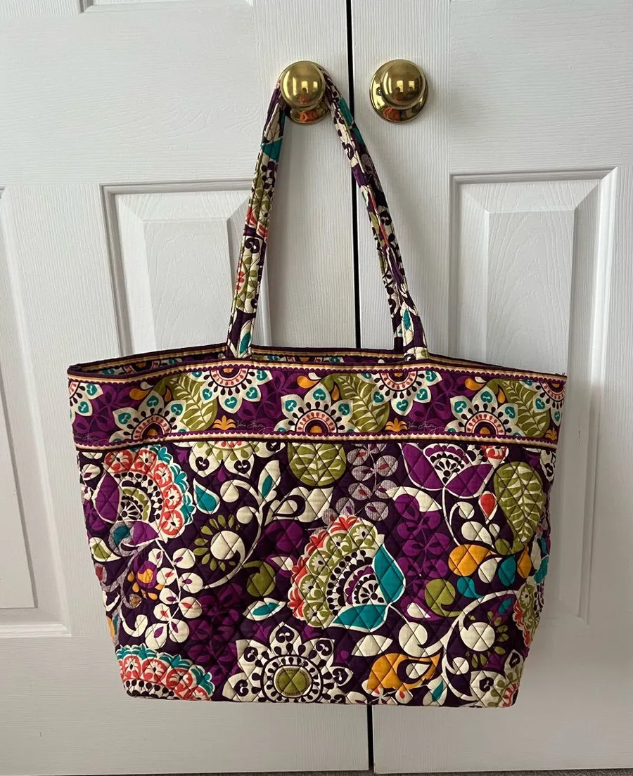Vera Bradley “Crazy Plum” Quilted Floral Patterned Tote