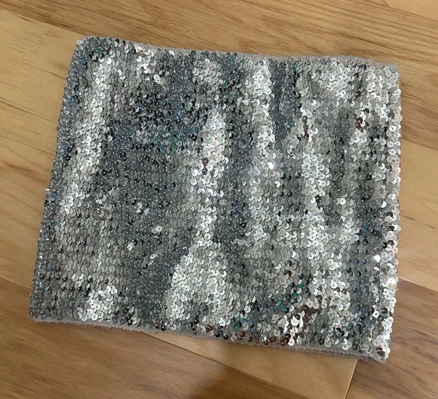 Silver sequin strapless shimmer y2k cropped metallic bandeau top