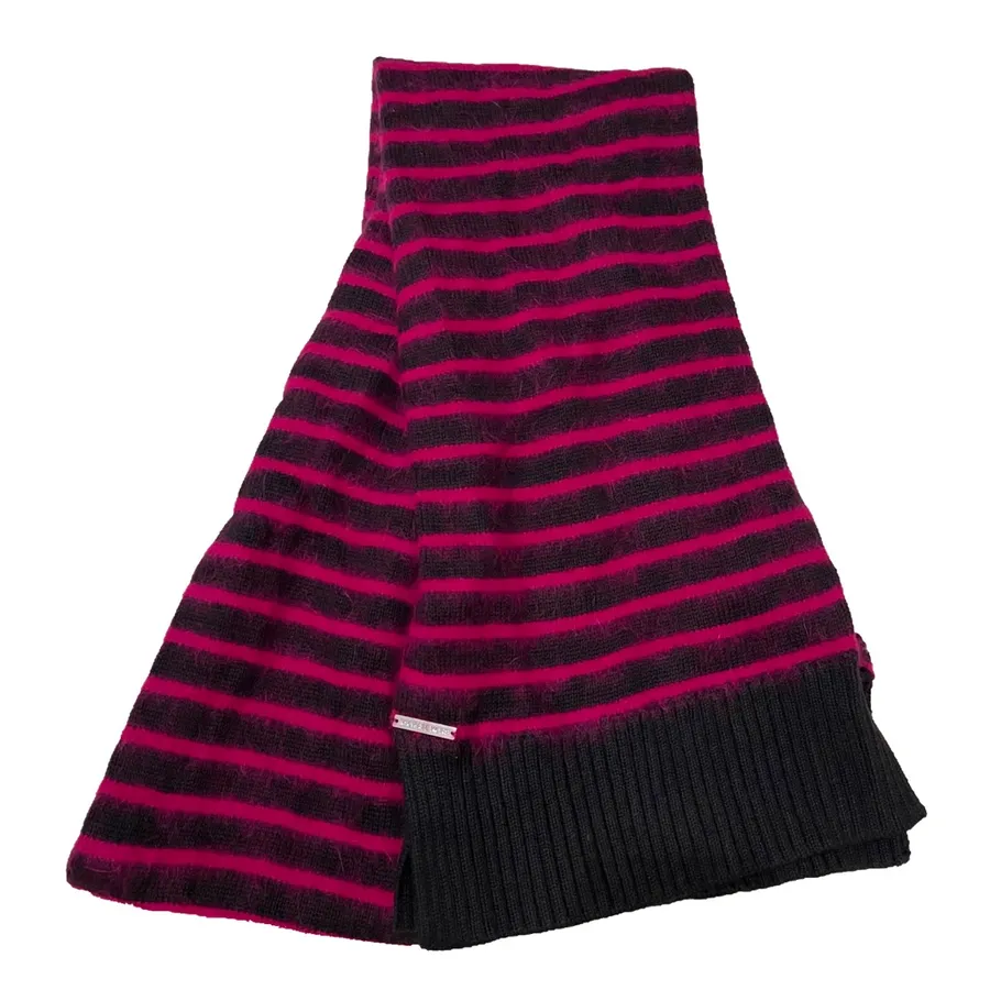 💙💖 Michael Kors Striped Pink Fuzzy Scarf Black