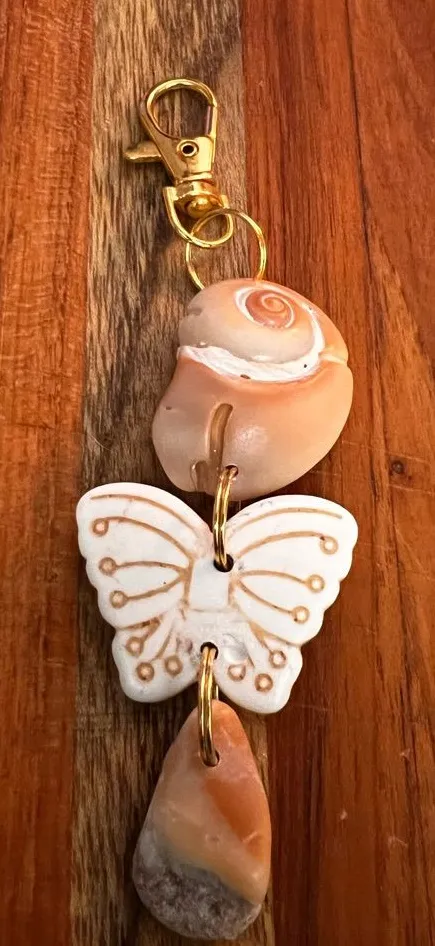 Natural Shell Purse Charm Key Ring