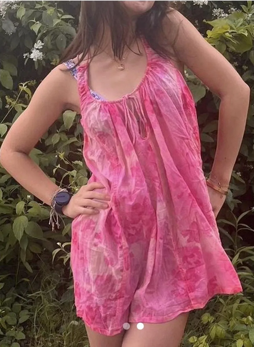 Free People Intimately Dress Medium Sweet & Sour Mini Slip Floral Pink #HHH7