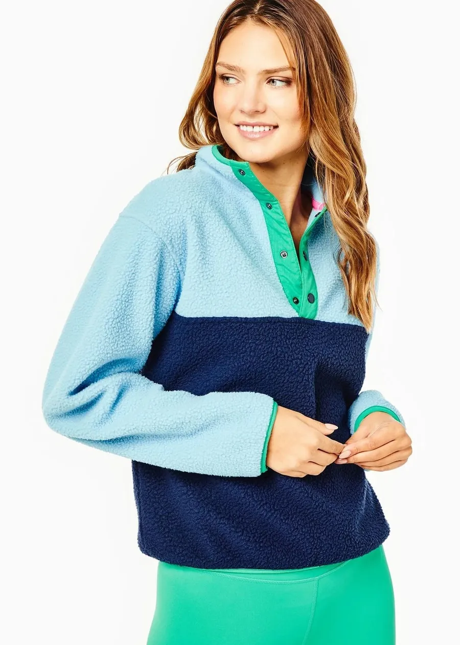 Addison Bay Blue Colorblock Pinehurst Fleece Sweatshirt Gorpcore Womens Small