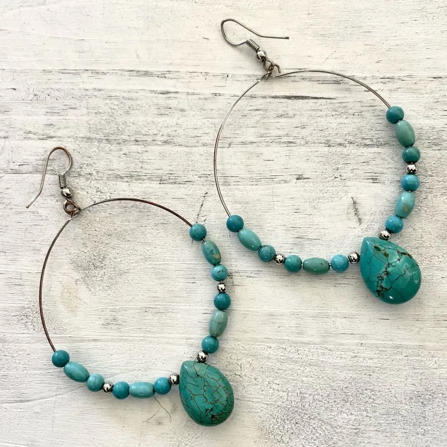 Big round turquoise earrings