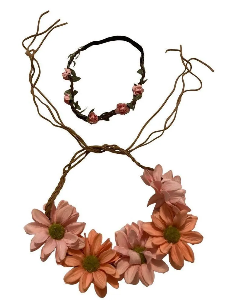 Boho Flower Crown Headbands Hair Accessories Floral Princess Pink
