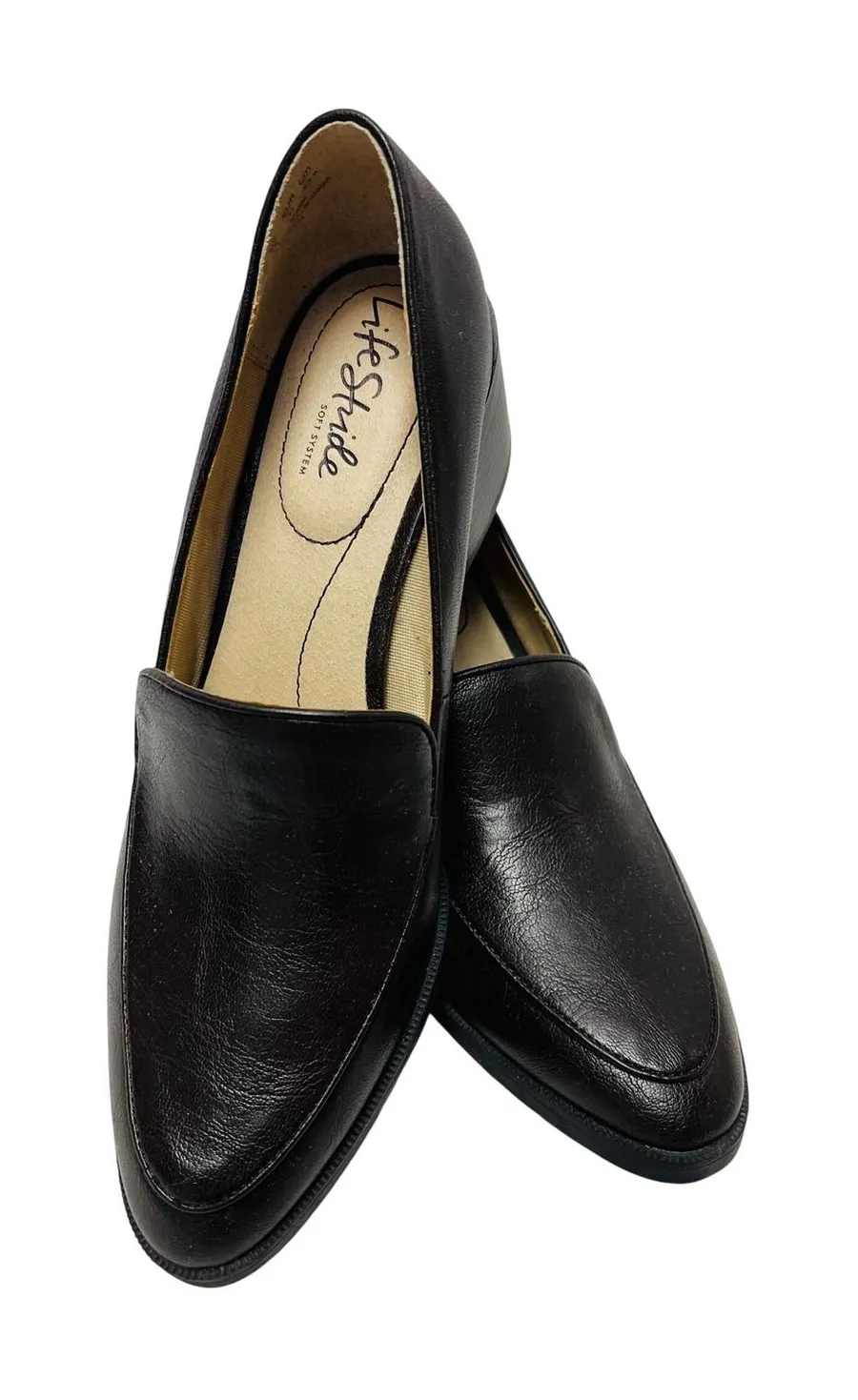 LifeStride Devyn Loafers 7M Dark Brown Block Heel Almond Toe Slip On Shoes NEW Size 7