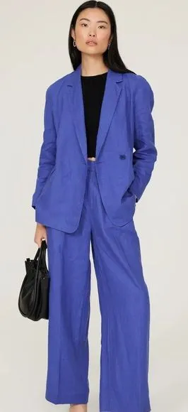 2 pc set Madewell Sz M medium 10 Blue Double-Breasted Crossover Oversize Blazer