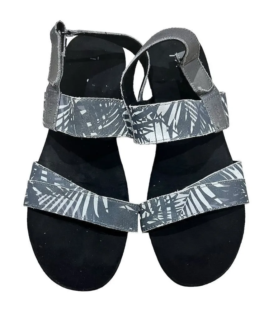 TOMS Women's Slide Sandals Size 12 Gray Palm Leaf Casual Summer