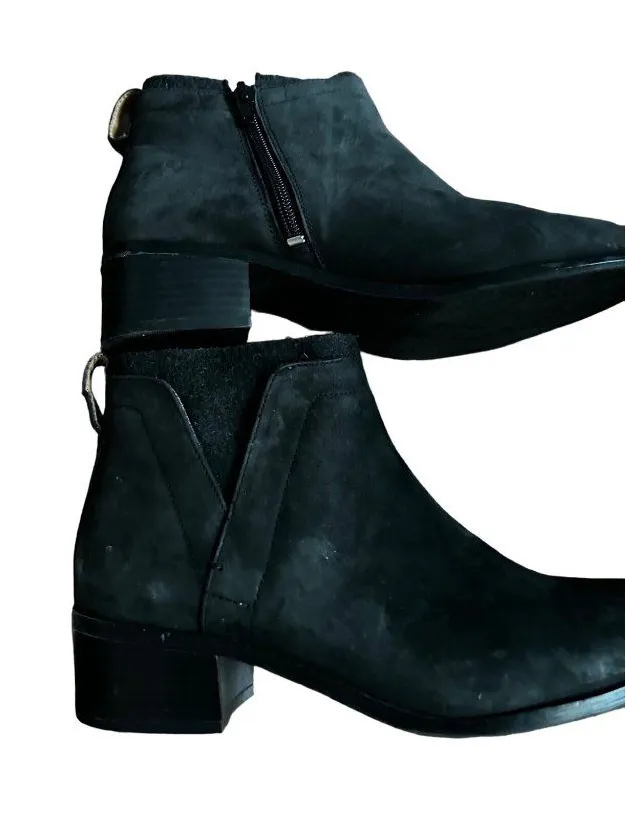 Vionic Ankle Boots Weather Resistant Black Suede Block Heel 8.5 Gorpcore