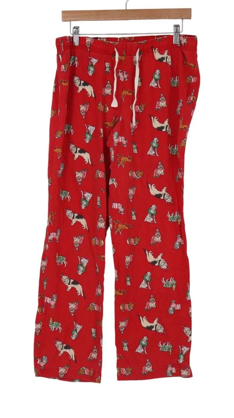 Old Navy Red Cotton Holiday Dog Print Pajama Pants Medium Christmas Loungewear