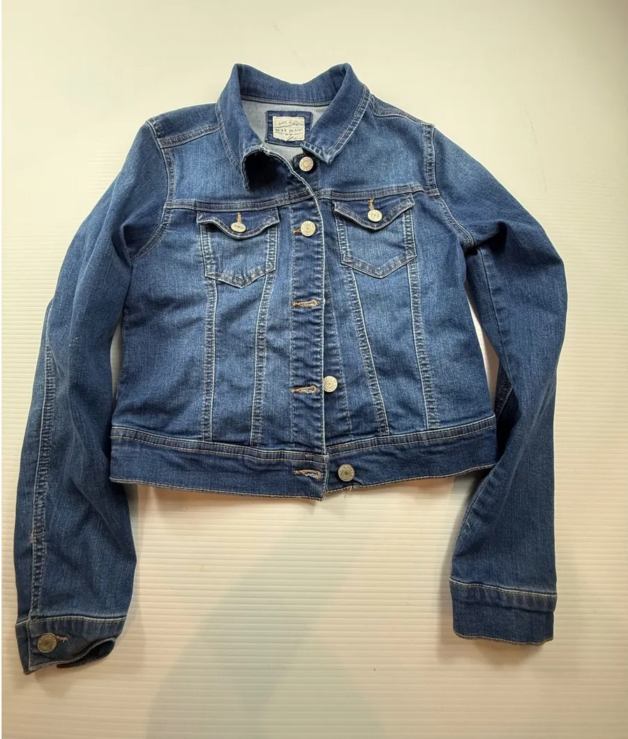 Wax Jean Basic Denim Jacket Medium Wash Cropped Trucker Small