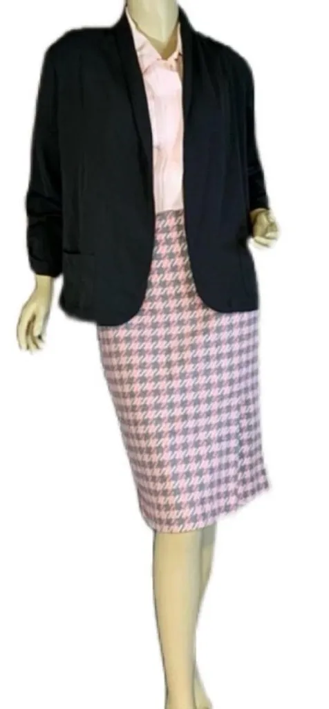 XHILARATION GRAY SCRUNCH SLEEVE OPEN FRONT BLAZER (L)