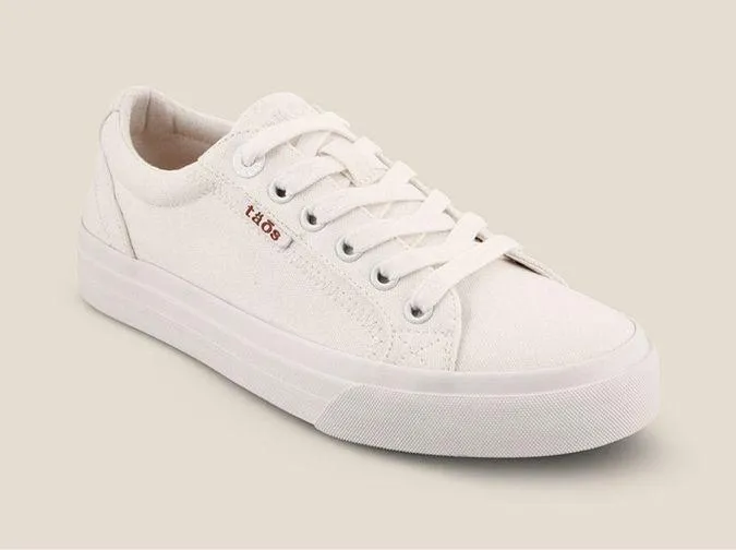 TAOS WOMEN'S PLIM SOUL WHITE CANVAS SNEAKER Size 7.5