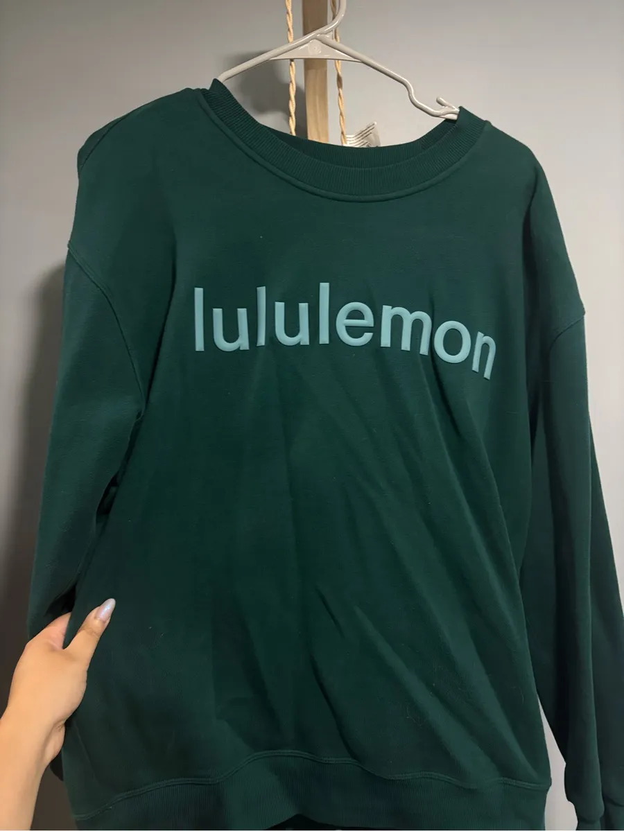 lululemon athletica Forest Green Crewneck Sweatshirt with Light Teal Logo