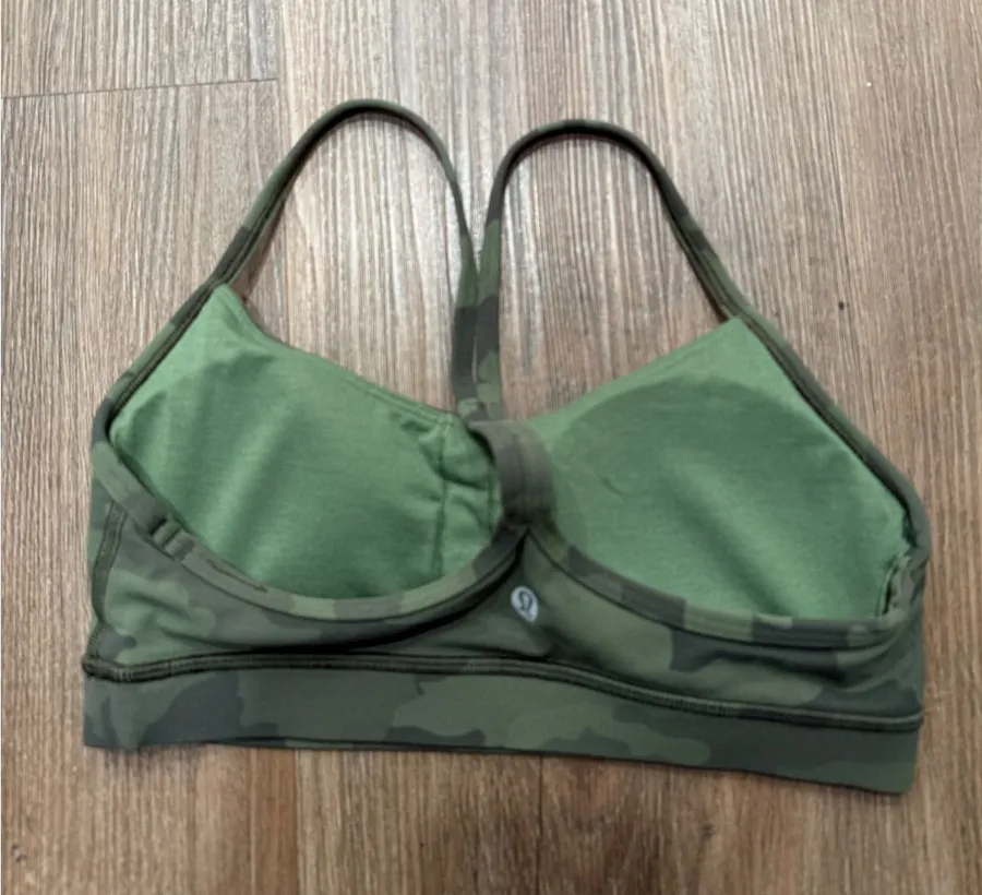 Lululemon Flow Y Bra Nulu Heritage 365 Camo Brier Sage Multi Size 6 Green