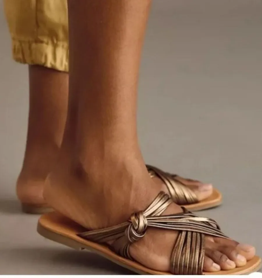 NEW Anthropologie Matisse Mystic Sandals Vacation Slides Boho Bronze Brown 6M