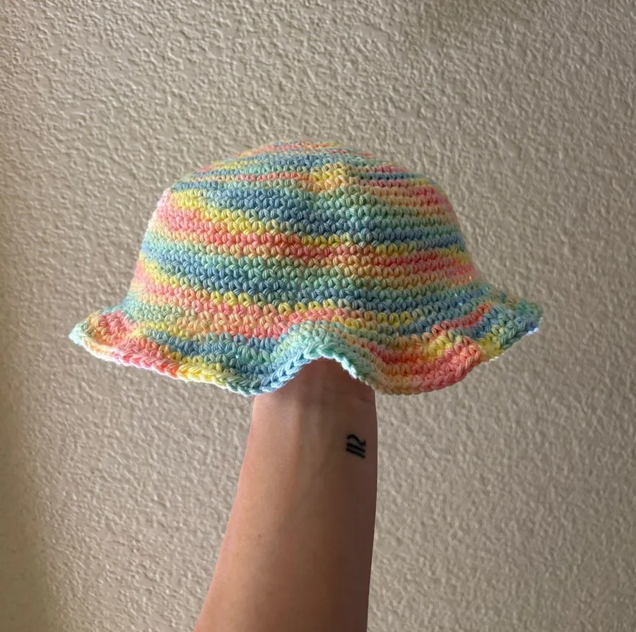 Pastel Rainbow Crochet Bucket Hat Multiple