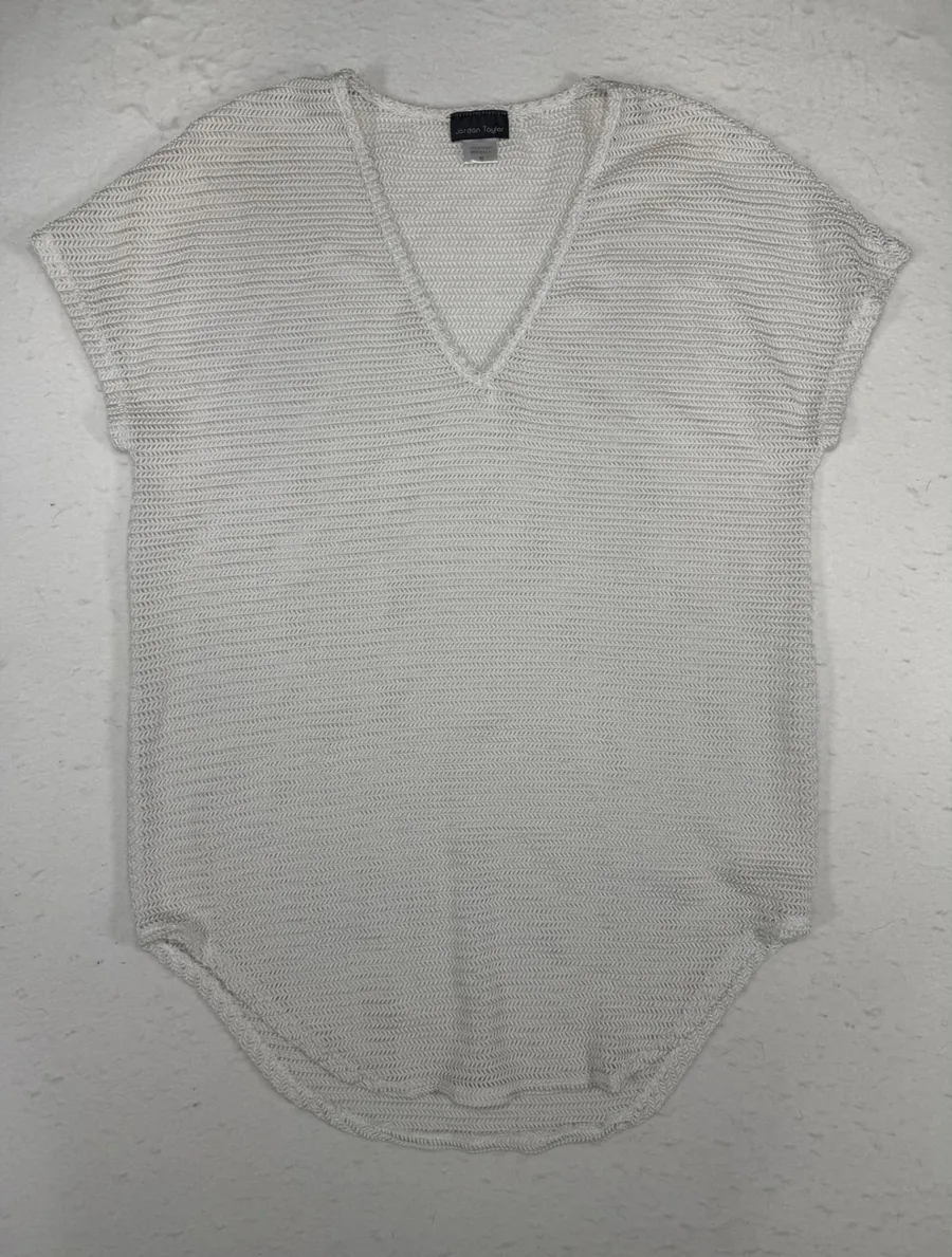 Jordan Taylor Womens Mesh Knit Swim Coverup white sleeveless size Medium