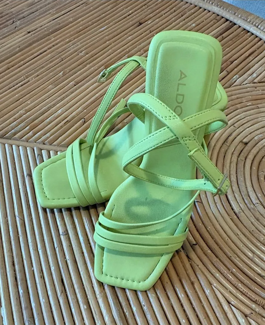 ALDO Lime Green Strappy Square-Toe Sandals