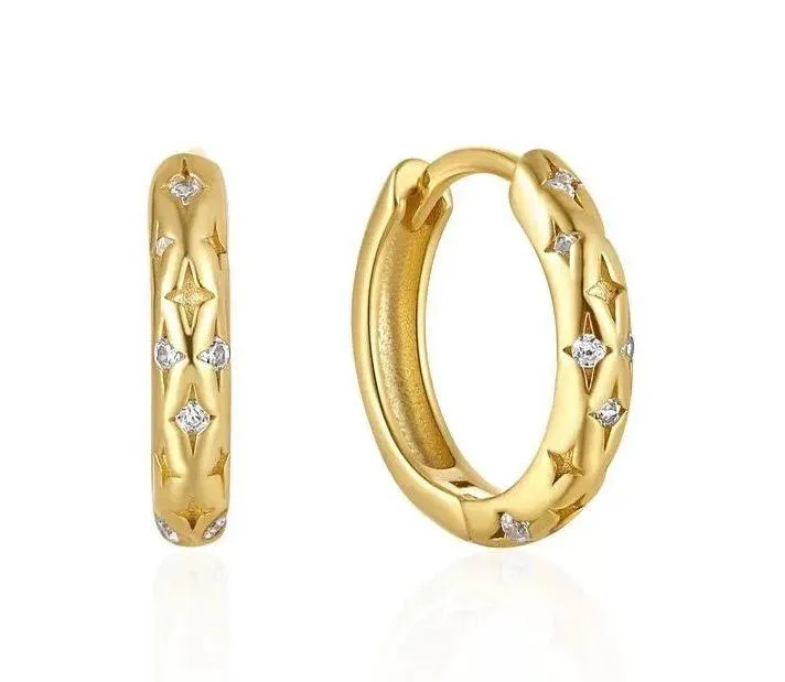 13mm Star Small Gold Hoop Earrings for Women Men