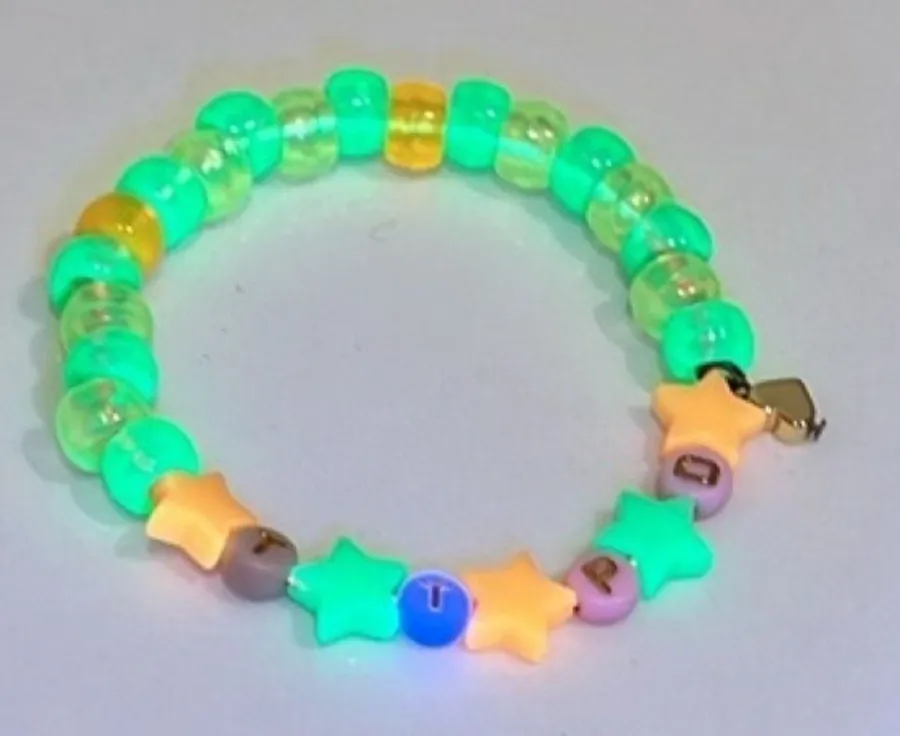 Kandi Rave Swiftie friendship bracelet stretchy glows in the dark, TTPD, NEW