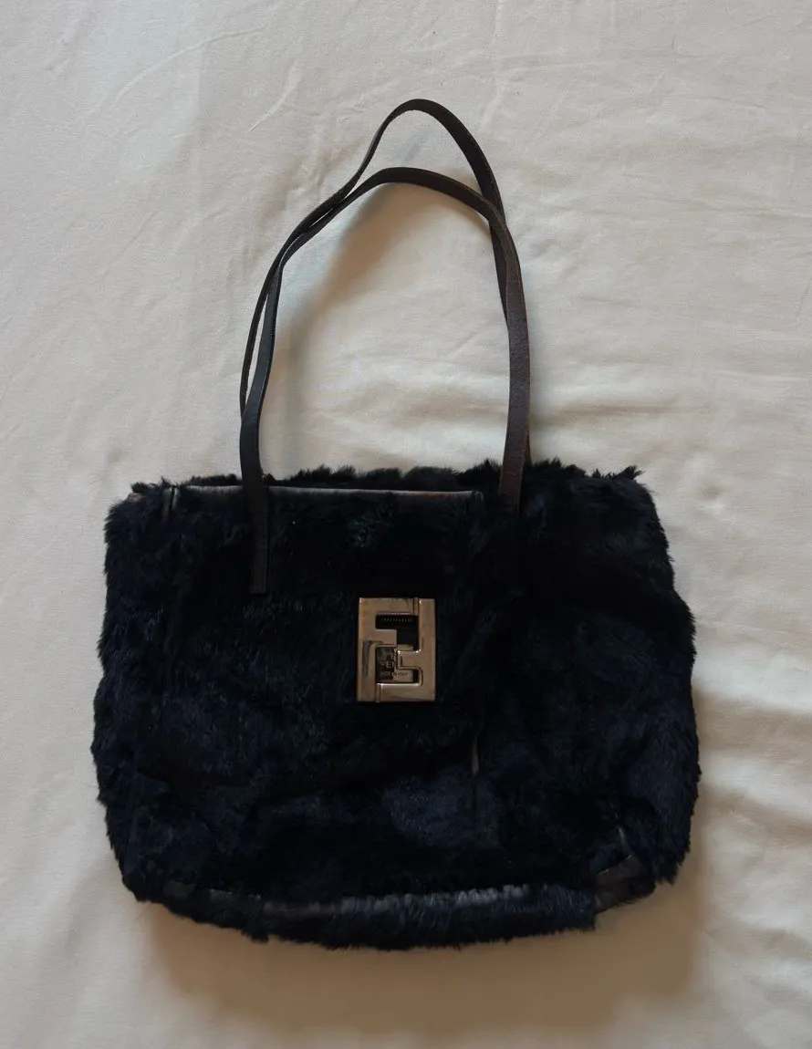 FENDI | Black Small Tote Bag with Silver Logo