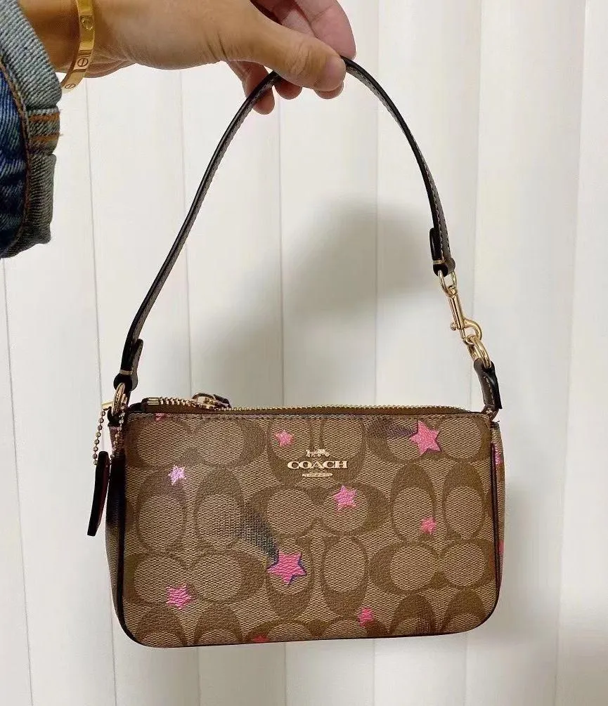Coach C7294 Nolita 19 In Signature Canvas With Disco Star Print In Khaki Multi