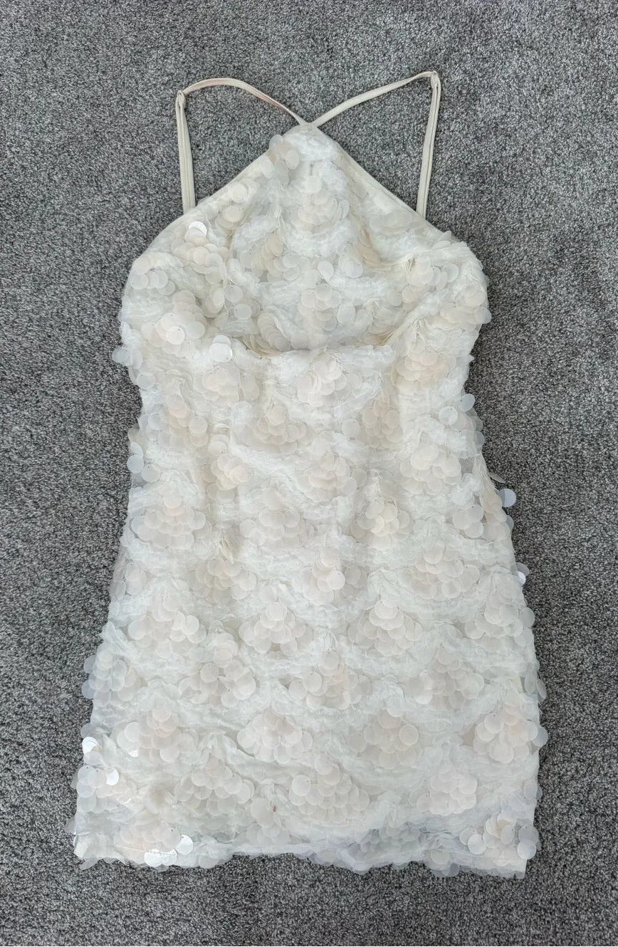 Ivory Sequin Mini Dress