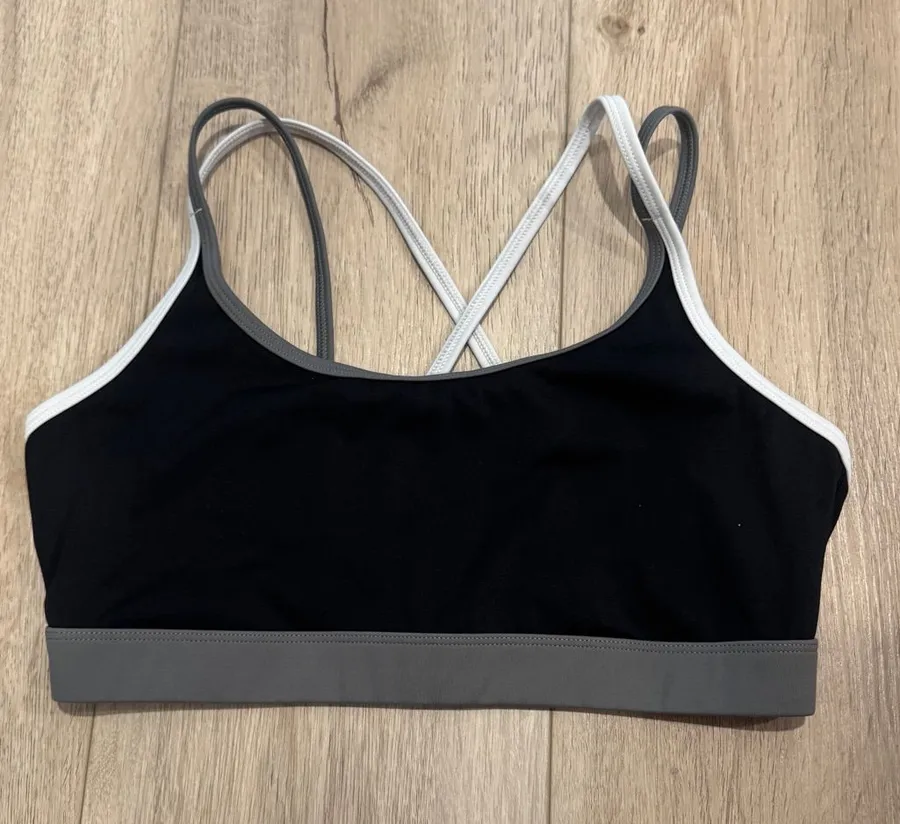 Aerie Offline Black & Gray Strappy Sports Bralette