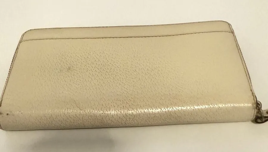 Kate Spade Zip Around Wallet Sz OS Cream Pebbled Leather Continental Organizer