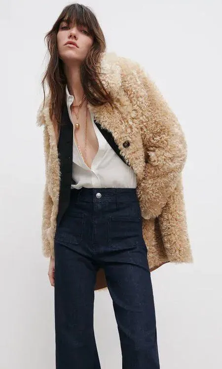 NWT Bloggers Fav Faux Fur Beige Coat