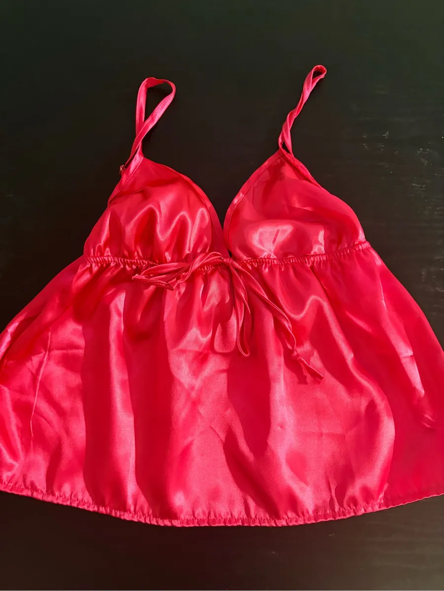 Silky Pink Satin Babydoll Chemise