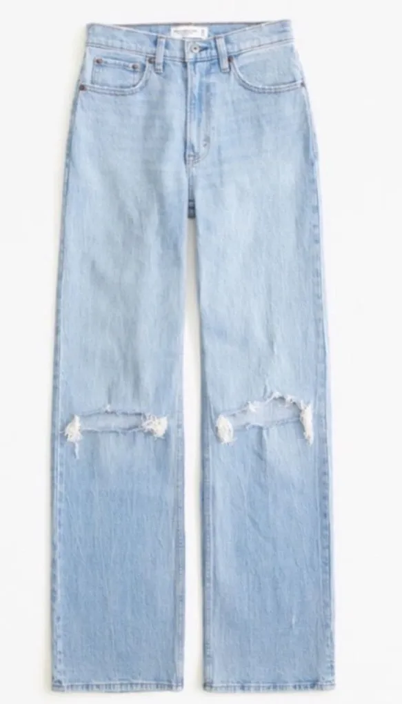 Abercrombie The Loose Jeans Curve Love Women’s Size 30 10 Short High Rise Light