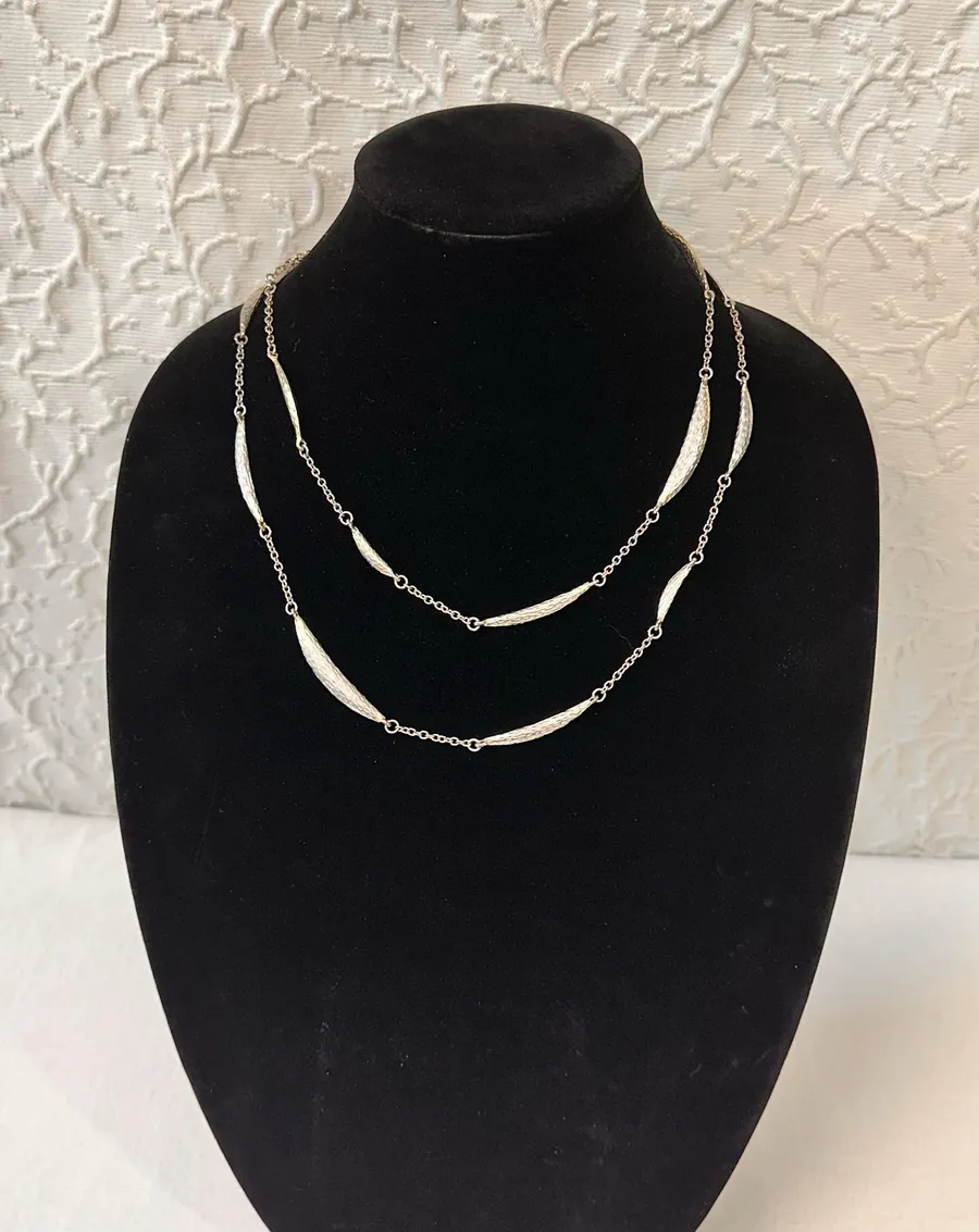 Vintage Women's Necklace Silver Tone Chain Belt Bracelet Single Strand Boho