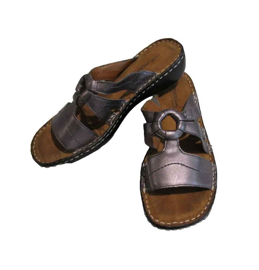 NaturalSoul by Naturalizer Sandals Women’s 7.5 Night Sky Pewter Slip‑On Comfort