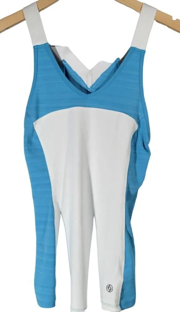 LIJA Womens Drop Tank White Surf Blue Moisture Wicking UPF 50 S P