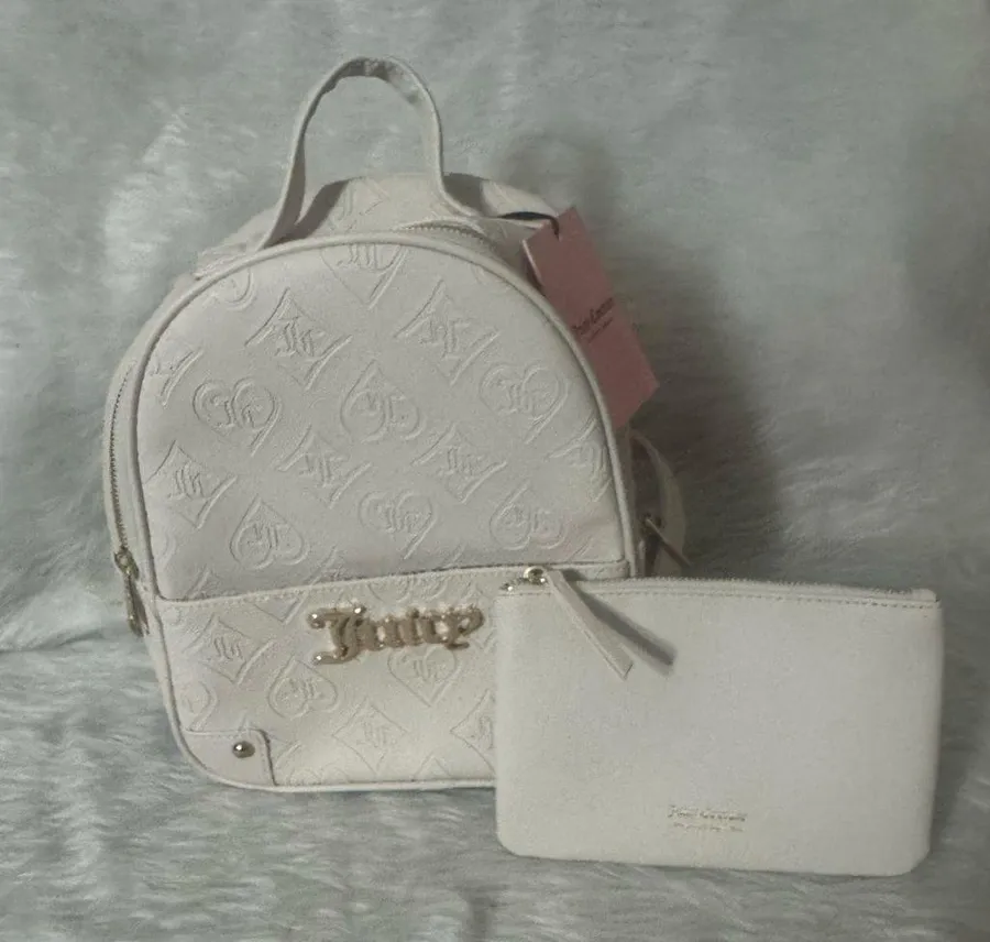 Juicy Couture cream Mini Backpack and Pouch Set