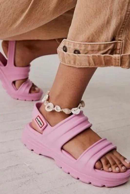 Womens Hunter Boots BLOOM ALGAE FOAM SANDAL Pink Fizz Size 9